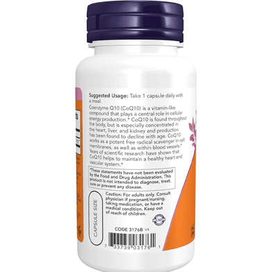 NOW CoQ10 200 mg - Cardiovascular Health, Cellular Energy, Vegan Capsules