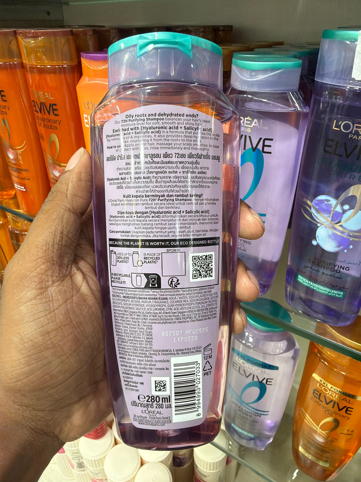 L'Oreal Elseve Hyaluron Pure 72H Purifying Shampoo 280ml