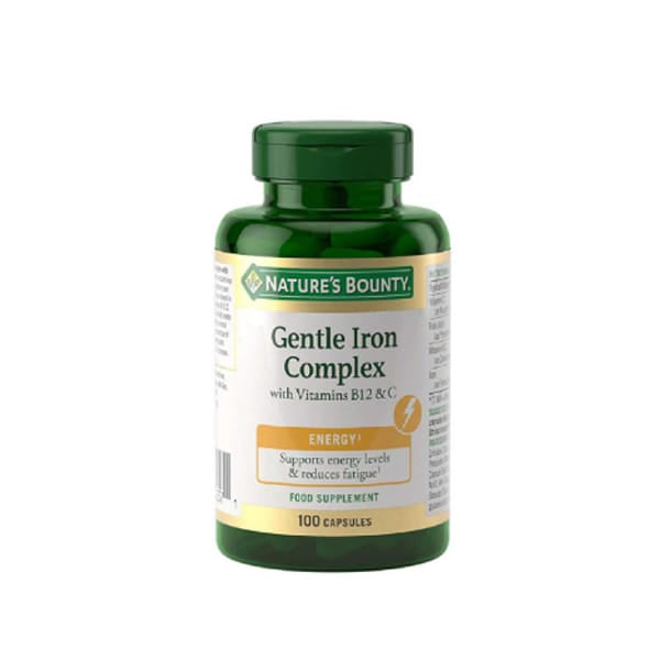 Natures Bounty Hierro Gentle Complex + Vitamin C & B12 Neutral Flavour 100 Capsules