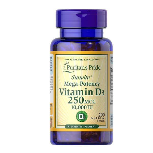 Puritan's Pride Vitamin D3 250 mcg (10,000 IU) 200 Softgels
