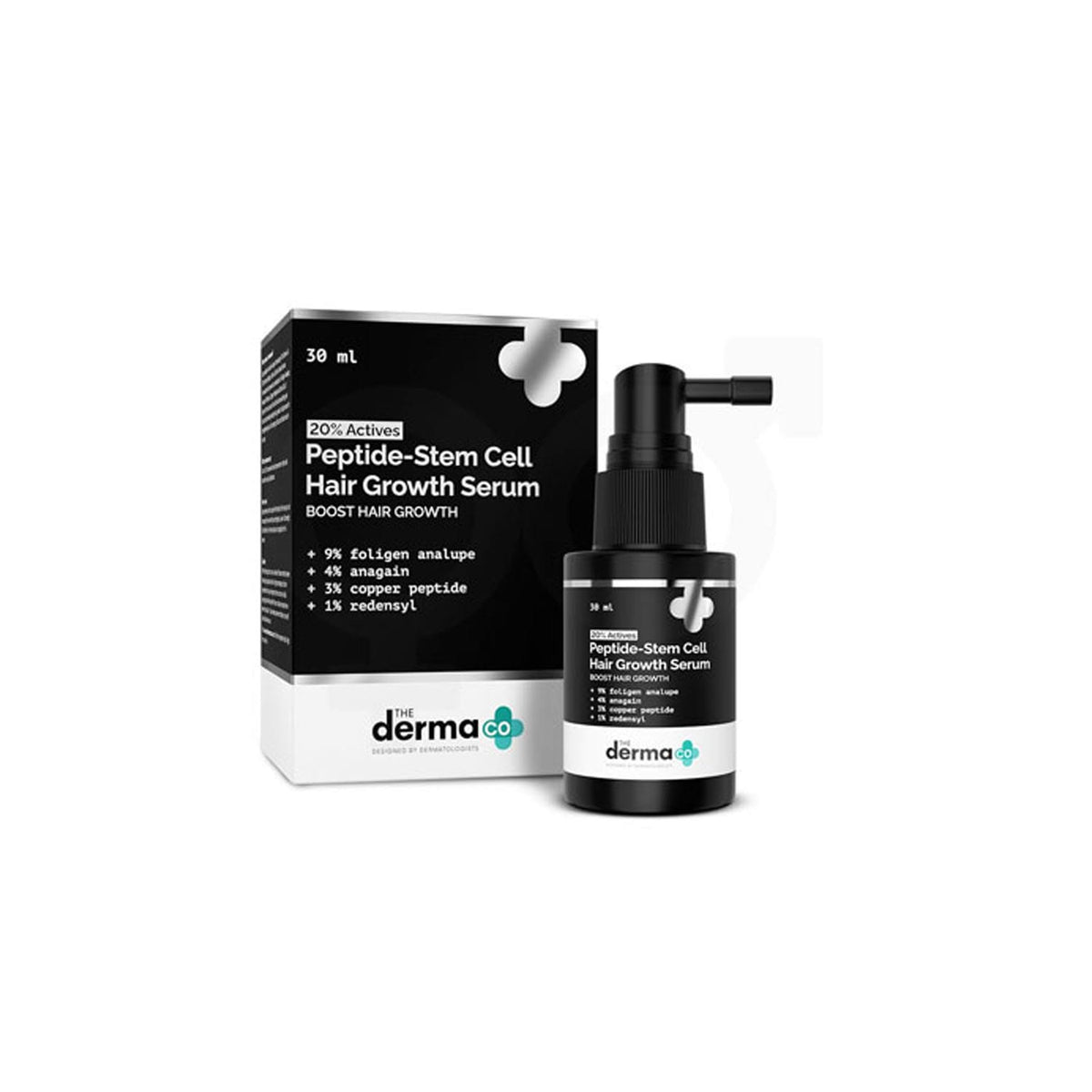 The Derma Co 20% Actives Peptide-Stem Cell Hair Growth Serum with Foligen Analupe & Anagain For Hair Growth – 30 ml