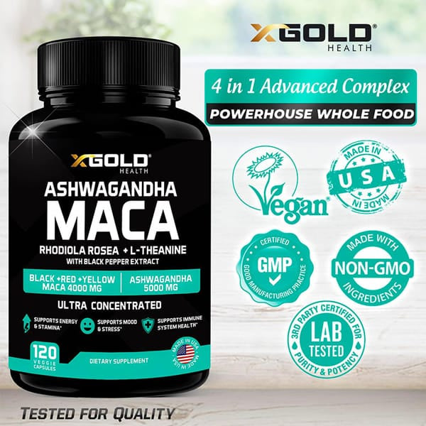 X Gold Health Ashwagandha Maca – 120 Capsules