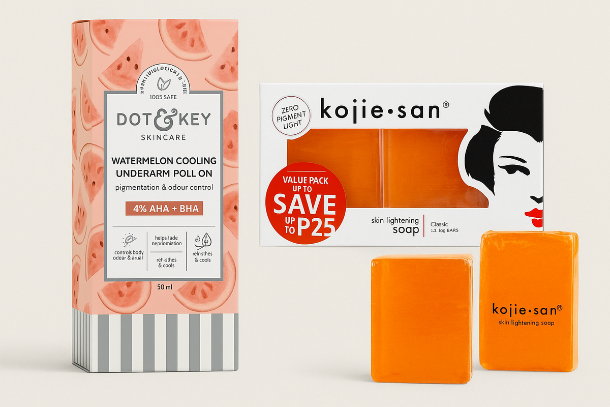 Dot & Key Watermelon Cooling Underarm Roll On & Kojie San Skin Lightening Soap Comboo