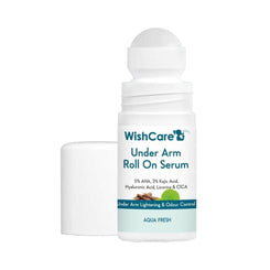 WishCare Underarm Roll On Serum - 5% AHA, 3% Kojic Acid, HA, Licorice - Underarm Lightening & Odour Control - Long Lasting Aqua Fragrance-50ml