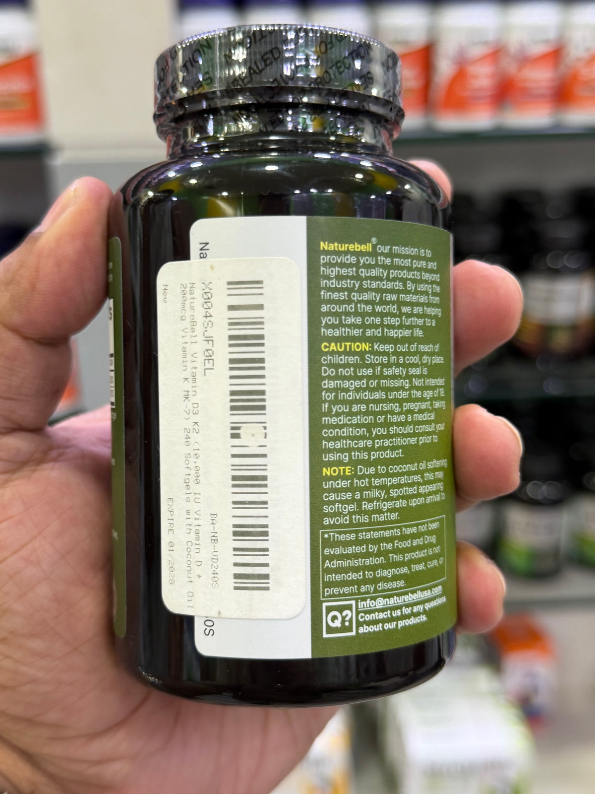 NatureBell Vitamin D3 10,000 IU with K2 240 Softgels