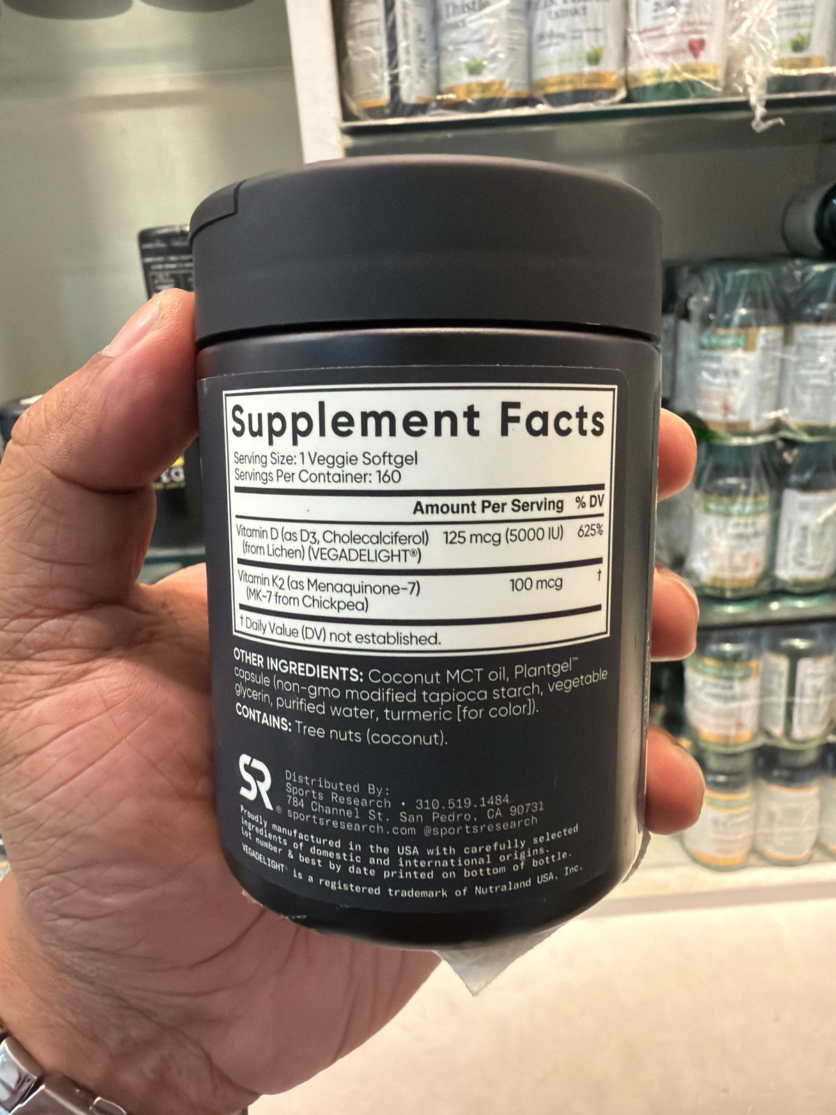 Sports Research Plant-Based Vitamin D3 + K2 160 softgels