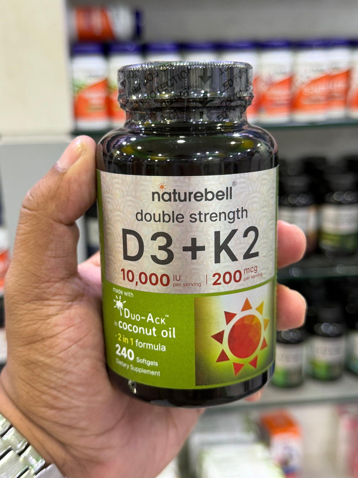 NatureBell Vitamin D3 10,000 IU with K2 240 Softgels