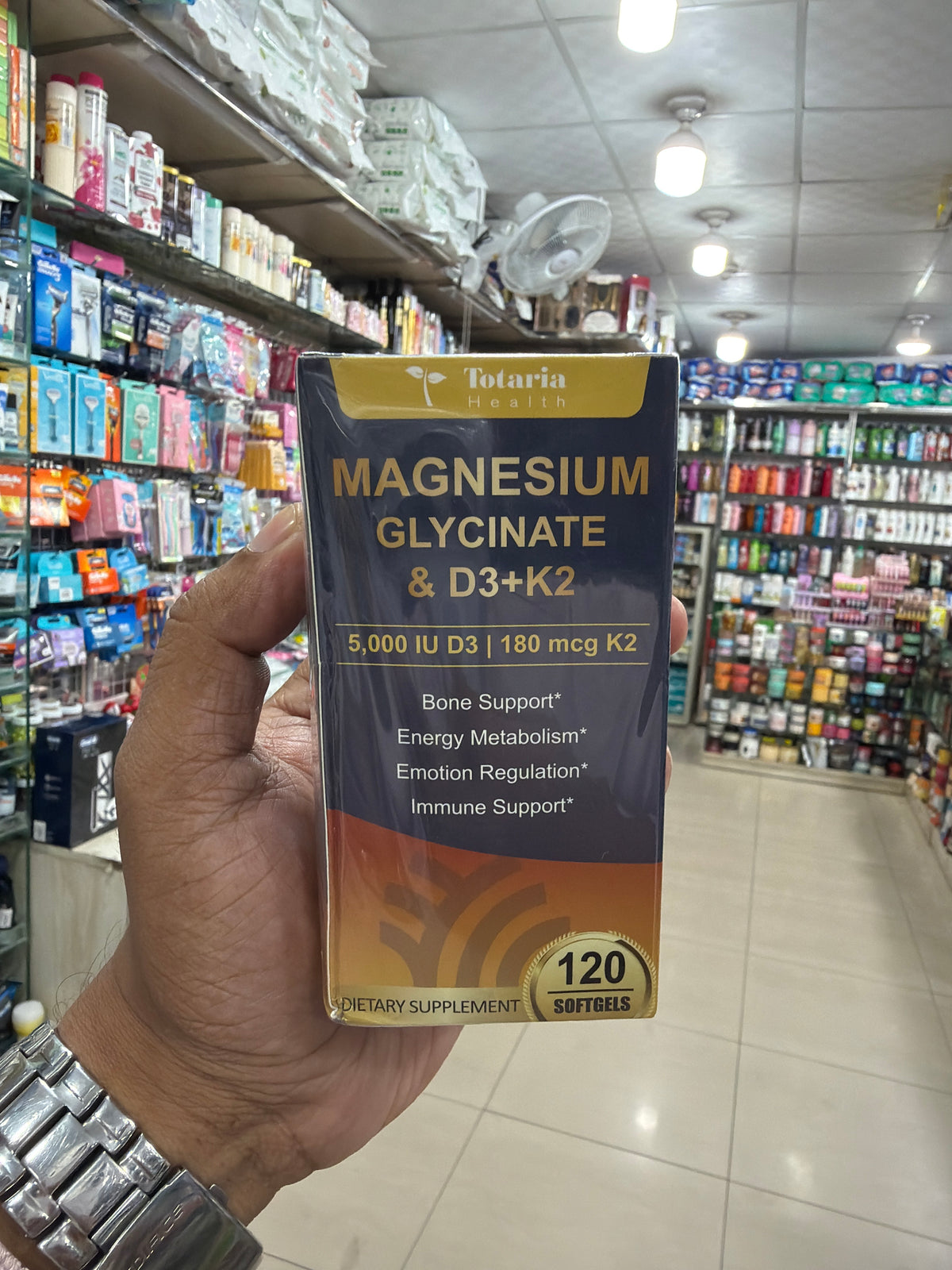 Totaria Health Magnesium Glycinate & D3+k2 (5,000 IU + 180 mcg) – 120 softgels