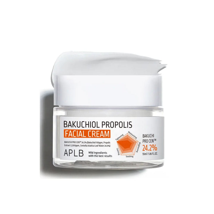 APLB Bakuchiol Propolis Facial Cream 55ml is a skin-rejuvenating moisturizer that combines the gentle power of Bakuchiol,