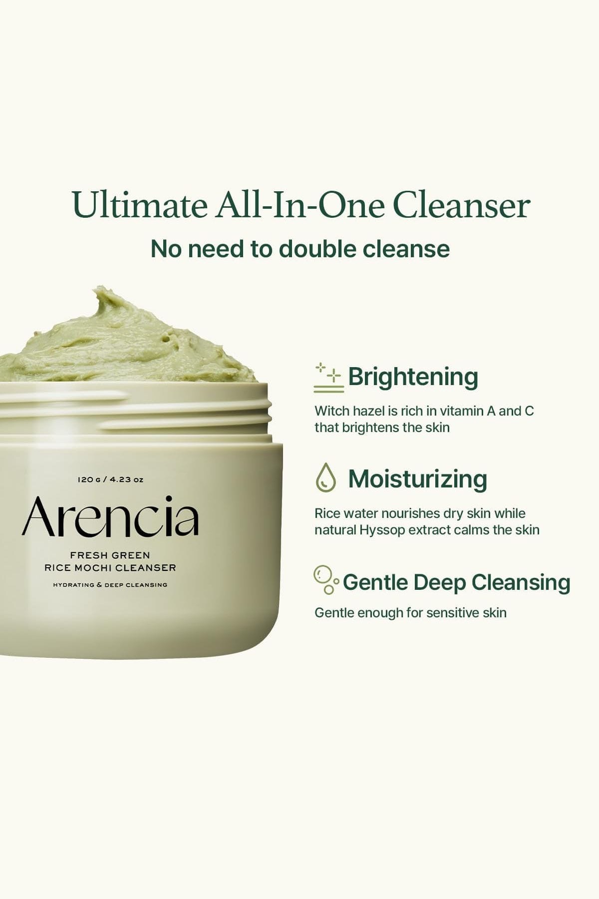 ARENCIA FRESH GREEN RICE MOCHI CLEANSER 120G
