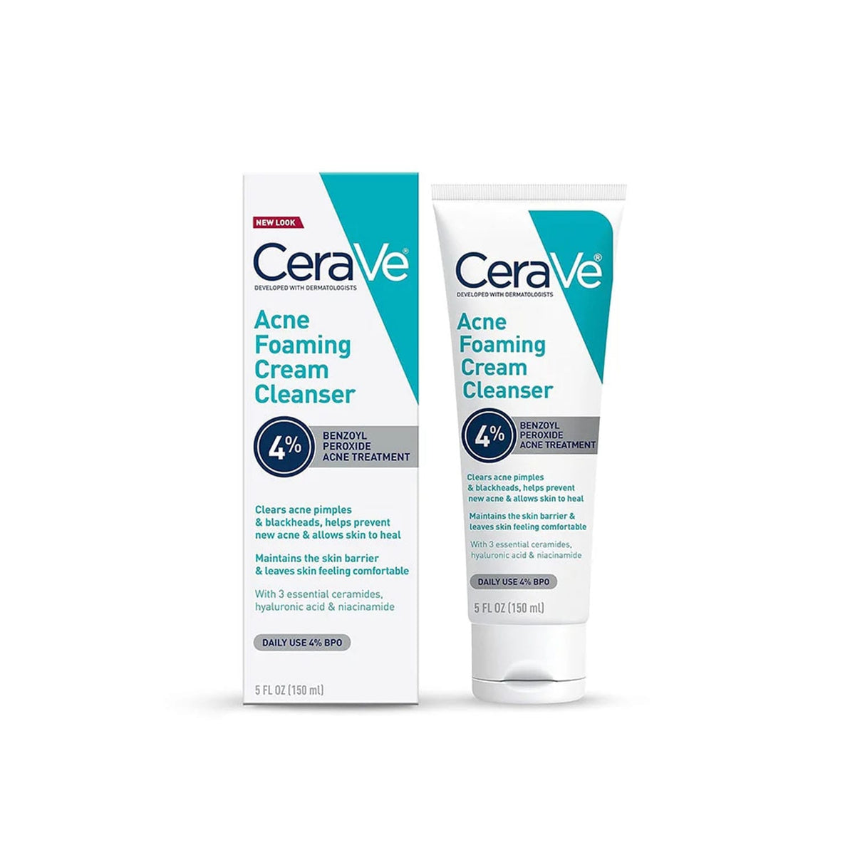CeraVe Acne Foaming Cream Cleanser with 4% Benzoyl Peroxide – 150ml