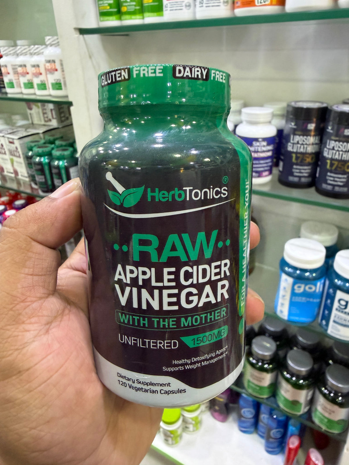 HerbTonics RAW Apple Cider Vinegar With The Mother – 1500mg – 120 Vegetarian Capsules