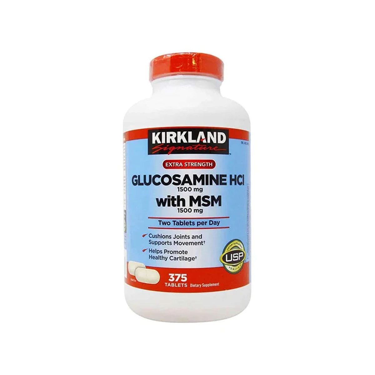 Kirkland Signature Extra Strength Glucosamine HCI 1500mg, With MSM 1500mg – 375 Tablets