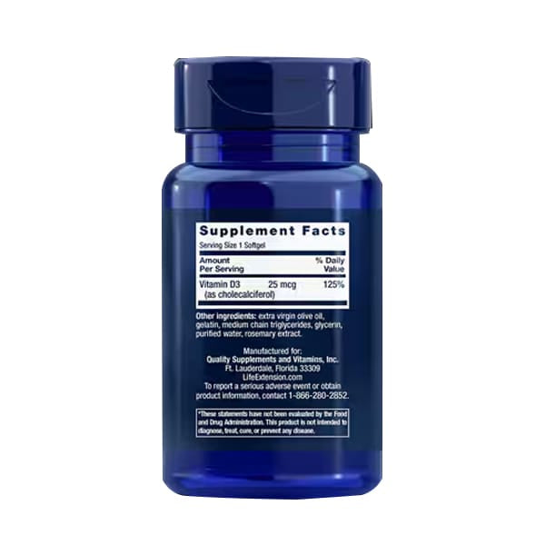 Life Extention 25 mcg (1000 IU), 90 softgels