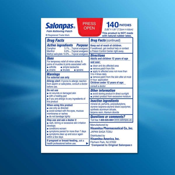 Salonpas Pain Relieving Patch, 140 Patches