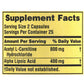Spring Valley Acetyl L-Carnitine HCI & Alpha Lipoic Acid Dietary Supplement 50 Capsules