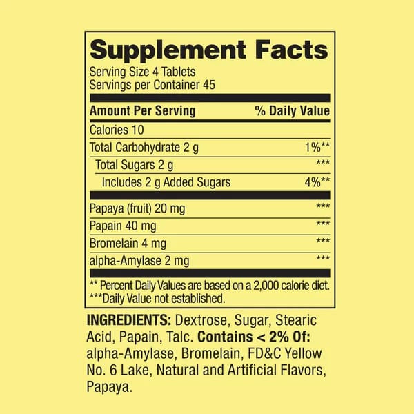 Spring Valley Papaya Enzyme Complex Chewable 180 Tablets