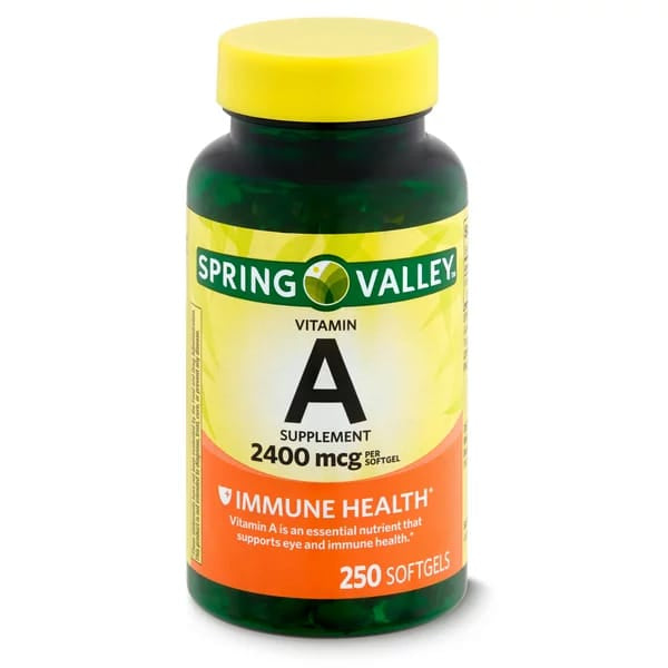 Spring Valley Vitamin A Supplement, 2400 mcg 250 Softgels