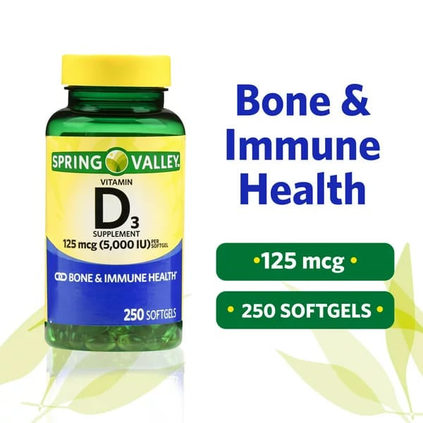 Spring Valley Vitamin D3 (5000 IU) 2500 Softgels