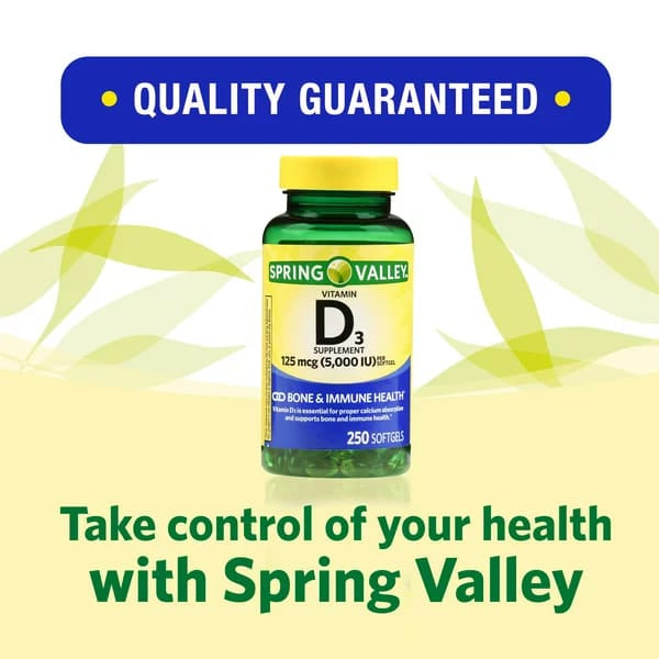 Spring Valley Vitamin D3 (5000 IU) 2500 Softgels