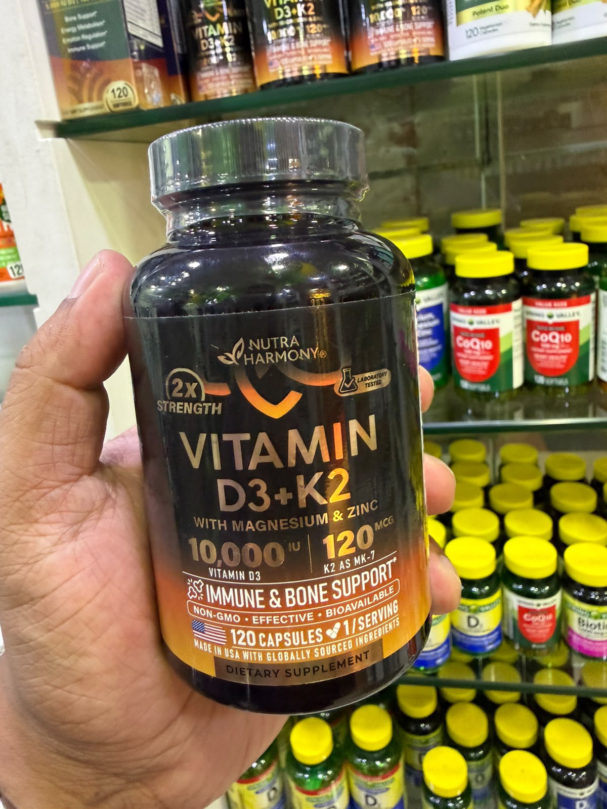 Nutra Harmony Vitamin D3 (10,000 IU) + K2 (120 mcg) – 120 Capsules