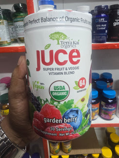 Terra Kai Organics Júce Super Fruit & Veggie Vitamin Blend, Garden Berry, Powder, 12.2 oz