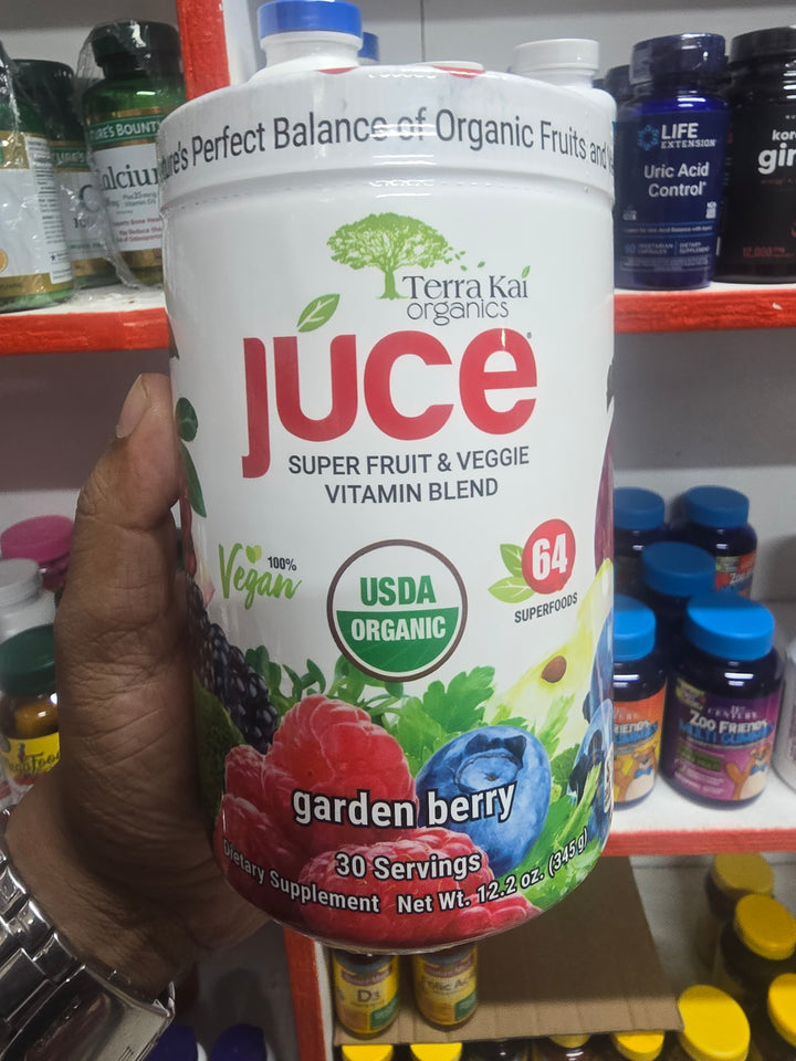Terra Kai Organics Júce Super Fruit & Veggie Vitamin Blend, Garden Berry, Powder, 12.2 oz