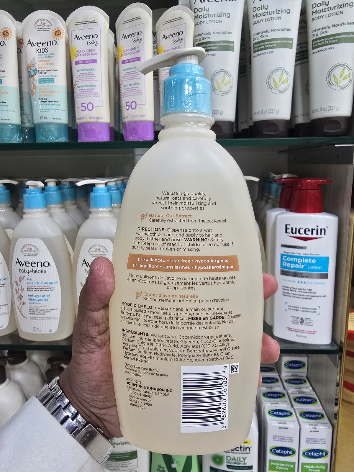 Aveeno Baby Daily Wash & Shampoo Natural Oat Lightly Scented 532ml