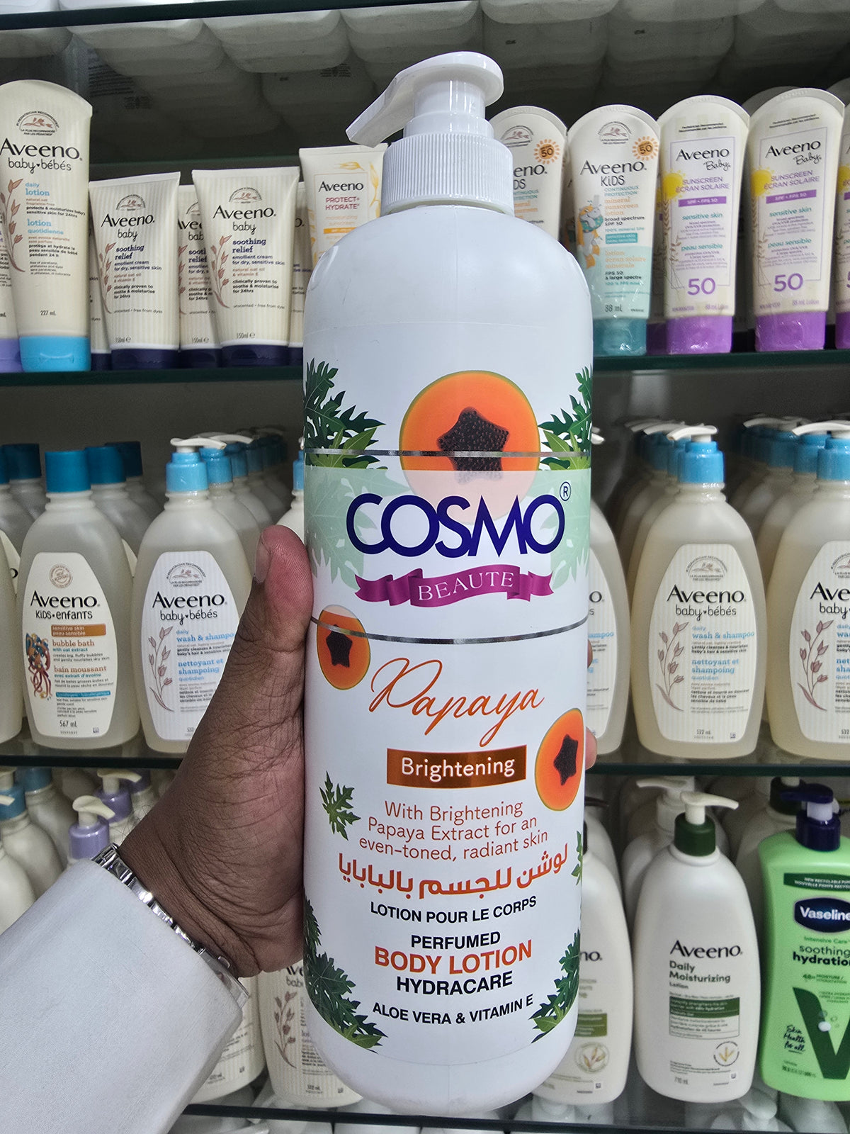 Cosmo Beaute Brightening Papaya Perfumed Body Lotion with Aloevera and Vitamin E 1000ml