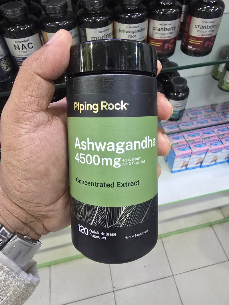 Piping Rock Ashwagandha Root Capsules | 4500 mg | 120 Count