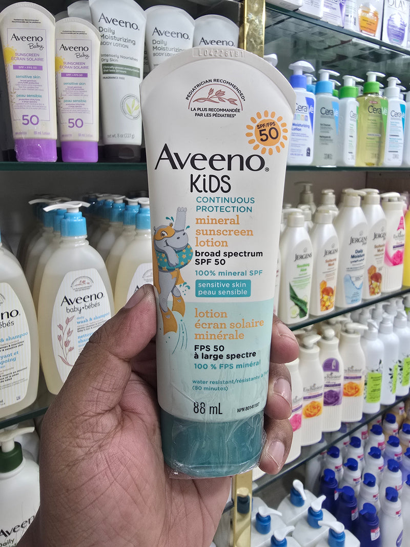 Aveeno Kids Cotinuous Protection Zinc Oxide Sunscreen SPF50 88ml