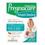 PRODUCT DETAIL - VITABIOTICS PREGNACARE BREAST FEEDING Pregnacare Breast-feeding A healthy, varied diet is vital for new mothers, to help produce nutritious breast milk and maintain their own health during the postnatal period. Maternal breast-feeding is strongly recommended for the newborn baby as it provides essential nutrients and antibodies for long term health. Pregnacare Breast-feeding is an all-in-one pack, formulated with key specific ingredients for the postnatal period, including essential fatty acids such as DHA. Why take Pregnacare Breast-feeding? The formula provides the ideal follow-on product for mums after childbirth, as part of the complete Pregnacare range from conception to breastfeeding. Pregnacare Breast-feeding is carefully formulated by experts, with essential vitamins, minerals and DHA, to help support all-round health and vitality including iron which contributes to normal energy release. Pregnacare Breast-feeding can also be taken as a general postnatal supplement for 6-9 months following childbirth or longer if required, to replace depleted nutrients and assist the body following pregnancy, even if you are not breastfeeding. For mothers who avoid dairy products, the formula also contains calcium which is needed for the maintenance of normal bones. Pregnacare Breast-feeding contains 10mcg vitamin D as advised by the UK Department of Health during pregnancy and breastfeeding, the full RNI of 700mg calcium and 300mg DHA, the exact level recommended by international experts*. Careful support without excessive levels Pregnacare Breast-feeding has been specially formulated by experts to provide sensible, balanced levels of vitamins and minerals. All ingredients have been included on the basis of scientific research with ideal amounts for breast-feeding. Pregnacare Breast-feeding provides: Postnatal micronutrient tablets 700mg calcium, vitamin K & D and magnesium which contribute to the maintenance of normal bones. Vitamin B6, niacin (vit. B3), iron and magnesium which contribute to normal energy release. Includes 10mcg vitamin D the exact level as advised by the UK Department of Health during pregnancy and breast-feeding.