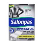 Salonpas Lidocaine 4% Pain Relieving Gel-Patch, 15 Count