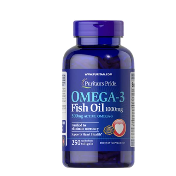 Puritan's Pride Omega-3 Fish Oil 1000 mg (300 mg Active Omega-3) 250 Softgels Puritan's Pride Omega-3 Fish Oil 1000 mg (300 mg Active Omega-3) 250 Softgels