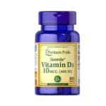 Puritan's Pride Vitamin D3 10 mcg (400 IU) 100 Softgels