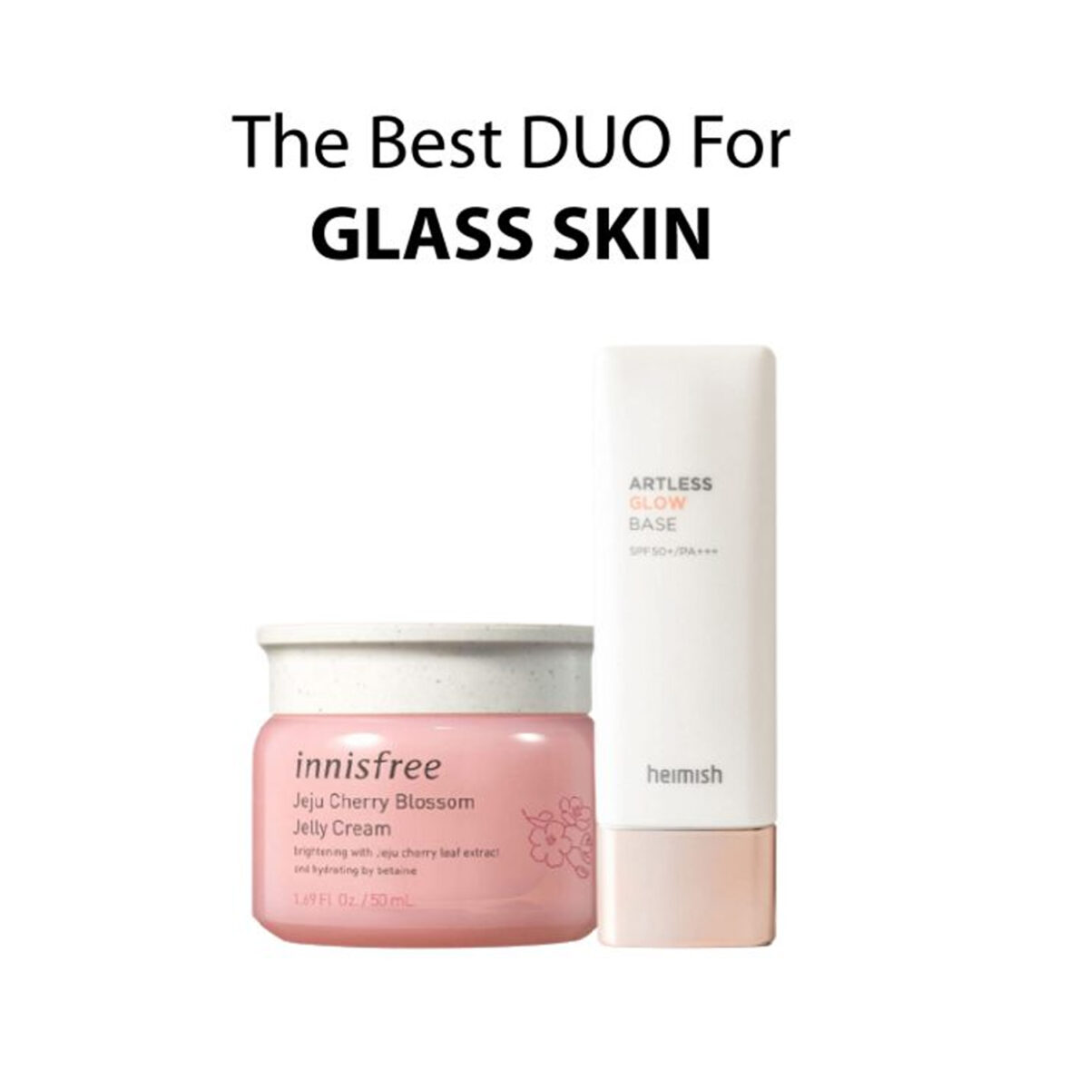 GLASS SKIN DUO (INNISFREE JELLY CREAM+HEIMISH ARTLESS GLOW BASE)