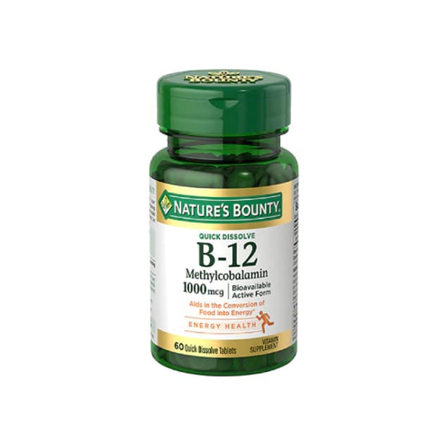 Nature's Bounty Vitamin B12Metabolism and Nervous System Health, 1000mcg, 60 Tablets Nature's Bounty Vitamin B12Metabolism and Nervous System Health, 1000mcg, 60 Tablets