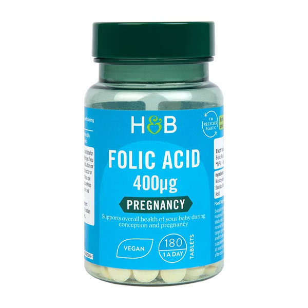 Holland & Barrett Folic Acid 400ug 180 Tablets in bd