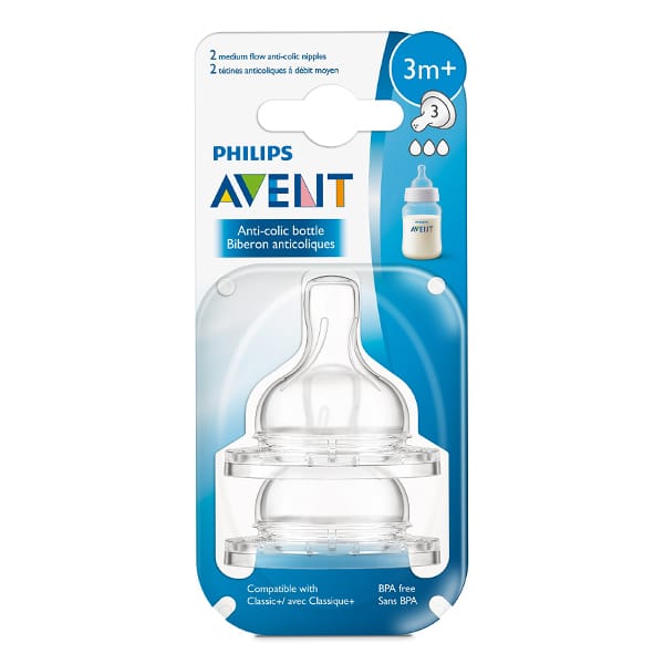 Philips Avent Anti-Colic 2 Medium Flow Nipples For 3+ Months in bd