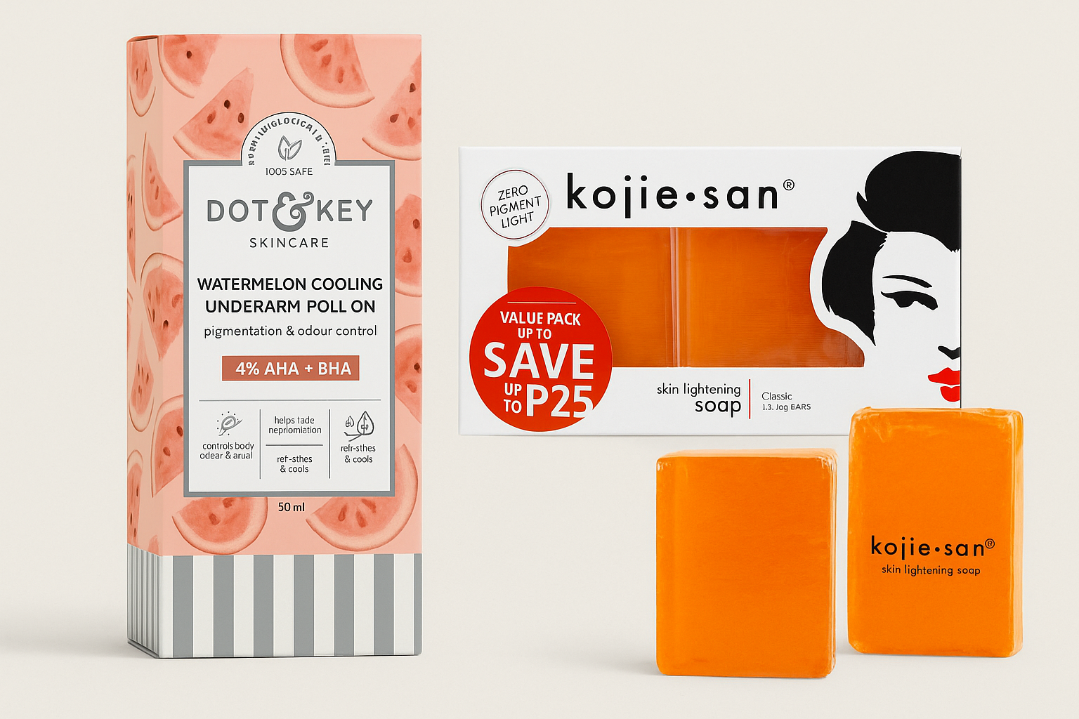 file_000000009f7861f89927b0c9e6e9d500 Dot & Key Watermelon Cooling Underarm Roll On & Kojie San Skin Lightening Soap Comboo - Image 1