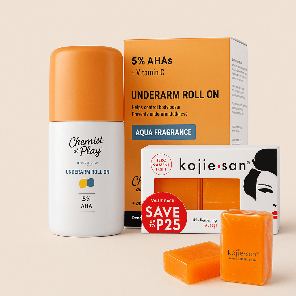 file_00000000cd886230bb0a1a75ec399b9d Chemist at Play Underarm Roll On 5% AHA + Vitamin C &Kojie San Skin Lightening Soap Comboo - Image 1