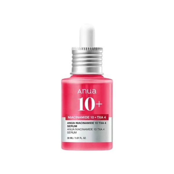 ANUA Niacinamide 10% + TXA 4% Serum 30ml brightens skin, fades dark spots, and evens tone for a clear, radiant complexion.