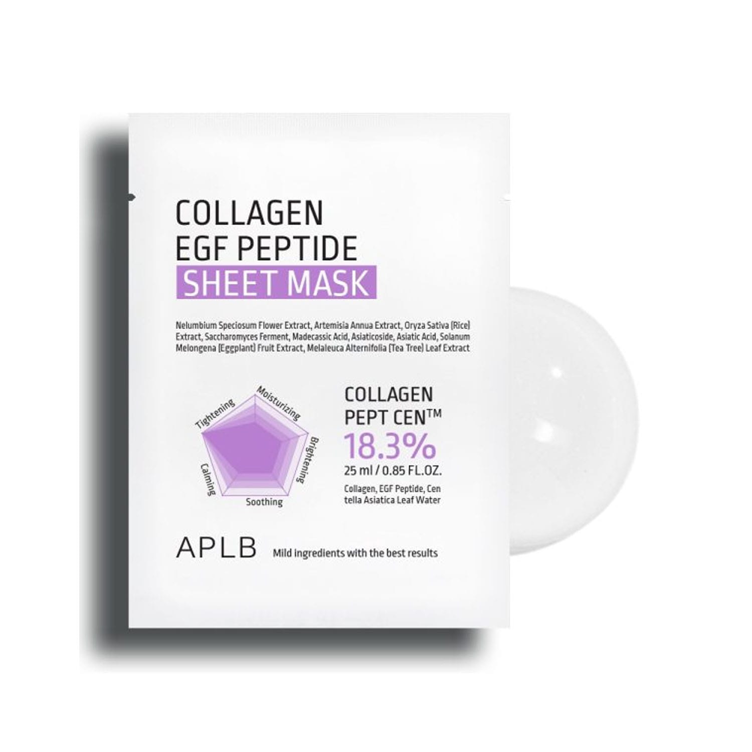 APLB-Collagen-EGF-Peptide-Sheet-Mask-25ml.jpg APLB Collagen EGF Peptide Sheet Mask 25ml - Image 1