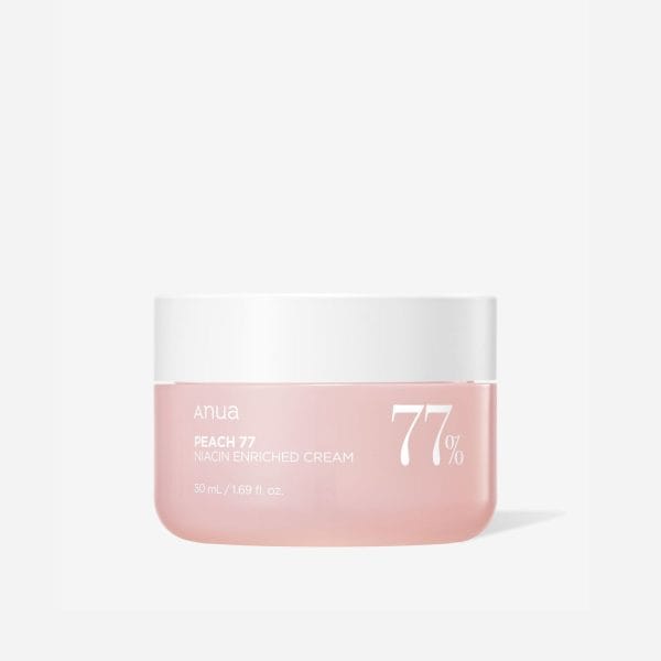 Anua Peach 77 Niacin Enriched Cream 50ml, a luxurious Korean moisturizer infused with 77% peach extract and powerful niacinamide. This rich yet lightweight cream delivers deep hydration while improving skin tone, texture, and radiance.