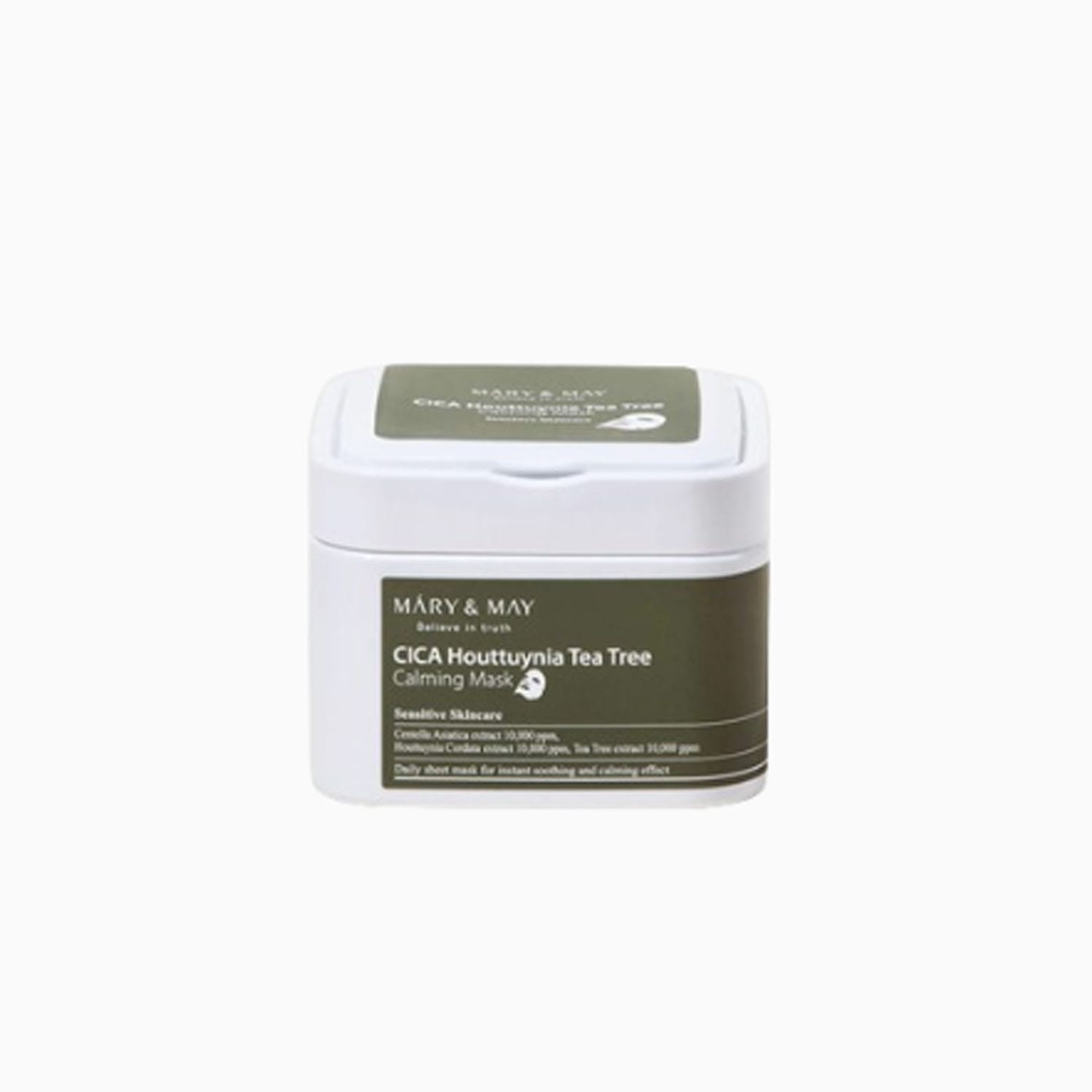 MaryMay-CICA-Houttuynia-Tea-Tree-Calming-Mask-30EA.jpg Mary&May CICA Houttuynia Tea Tree Calming Mask (30EA) - Image 1
