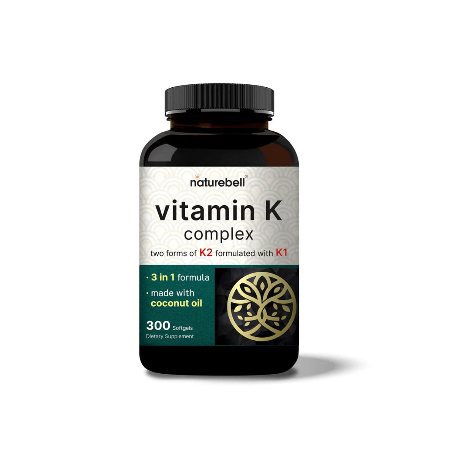 NatureBell-Vitamin-K-Complex-K1-K2-as-MK-4-amp-MK-7-2600mcg-Per-Serving-300-Coconut-Oil-Softgels.jpg NatureBell Vitamin K Complex (K1 + K2 as MK-4 & MK-7) 2,600mcg Per Serving, 300 Coconut Oil Softgels - Image 1