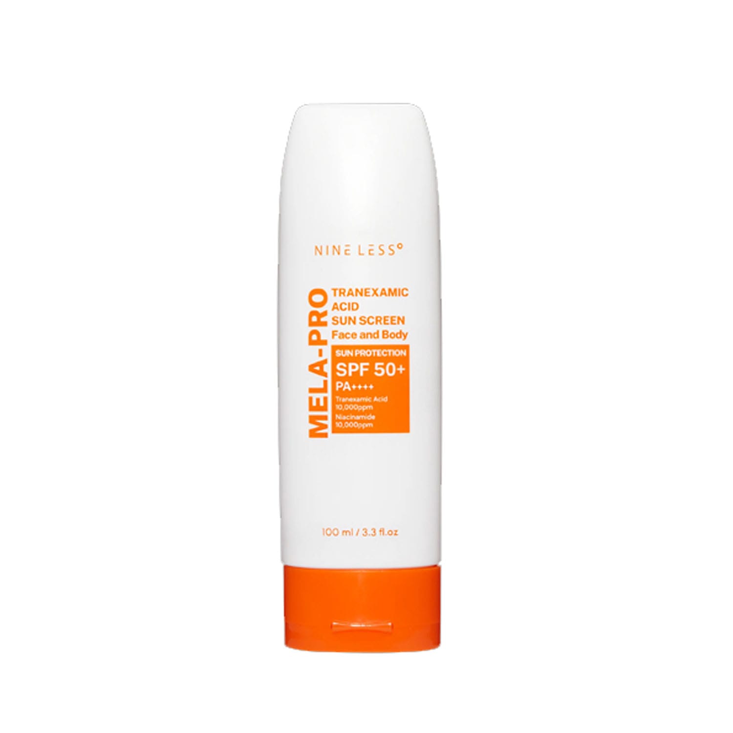 Nineless-MELA-PRO-Tranexamic-Acid-Sun-Screen-Face-And-Body-Sun-Protection-SPF-50-PA-100ml.jpg Nineless MELA-PRO Tranexamic Acid Sun Screen Face And Body Sun Protection SPF 50+ PA++++ 100ml - Image 1