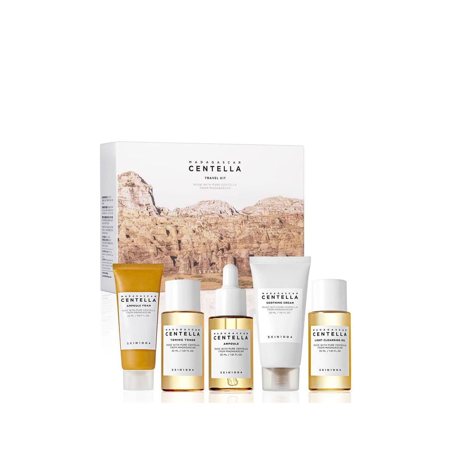 SKIN1004-Madagascar-Centella-Travel-Kit-3020303030ml.jpg SKIN1004 Madagascar Centella Travel Kit (30+20+30+30+30ml) - Image 1